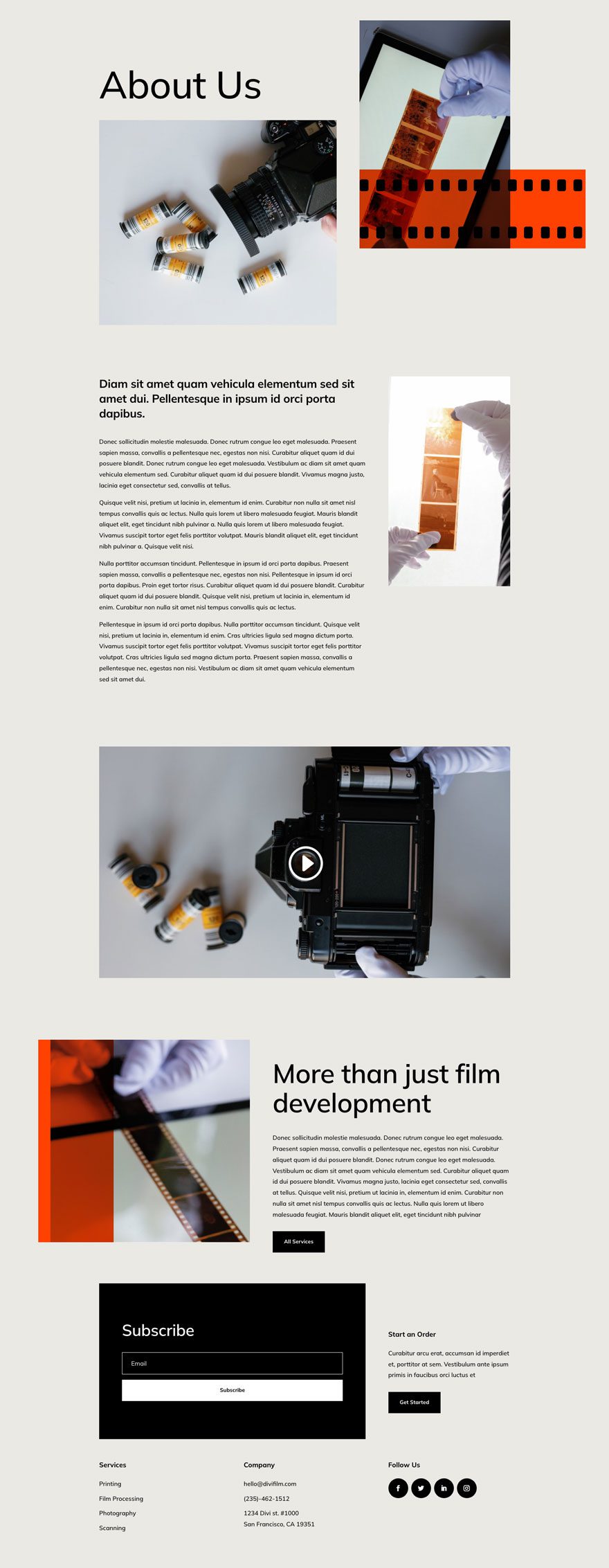 Get a FREE Film Lab Layout Pack for Divi 3
