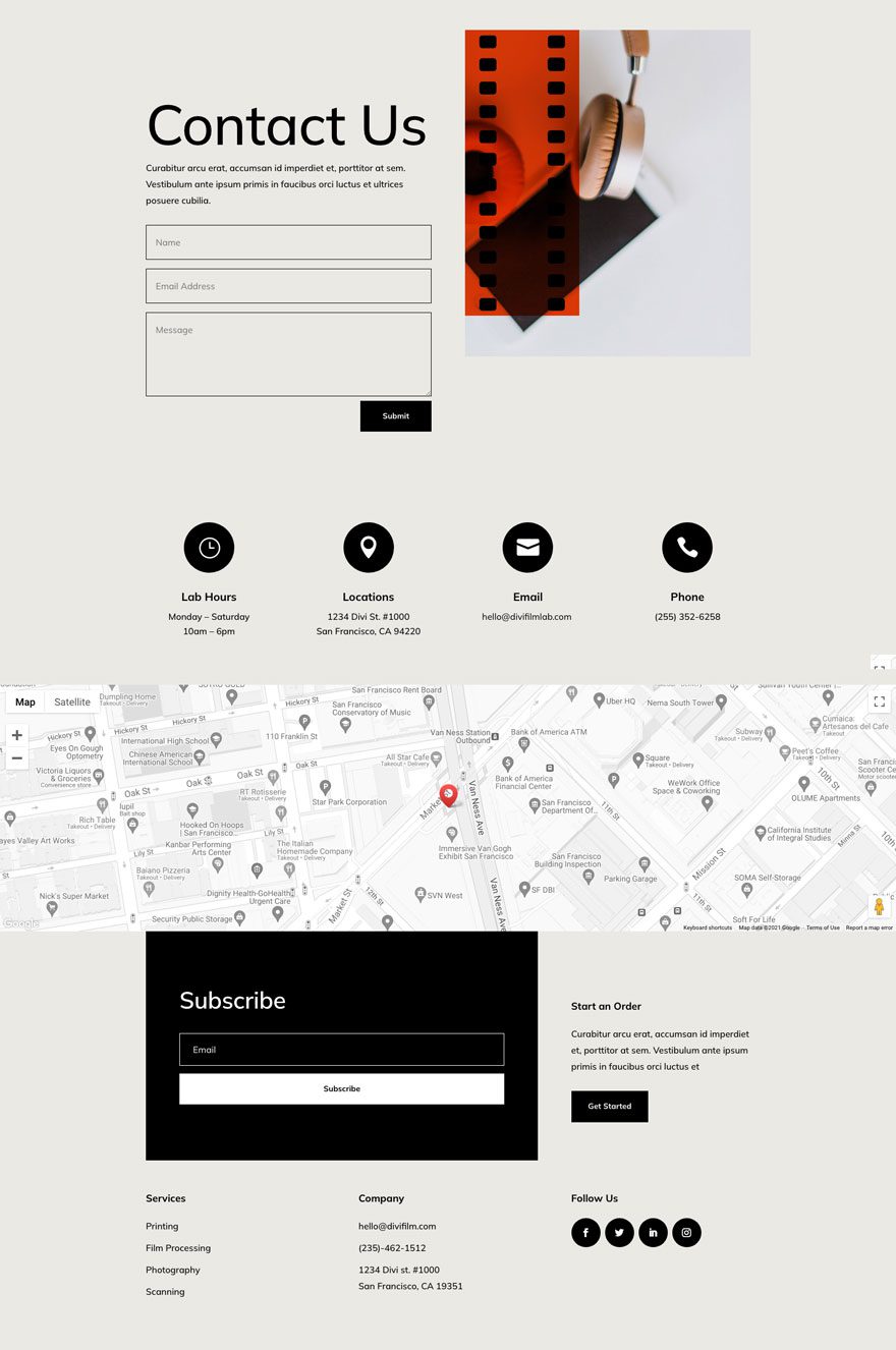 Get a FREE Film Lab Layout Pack for Divi 4