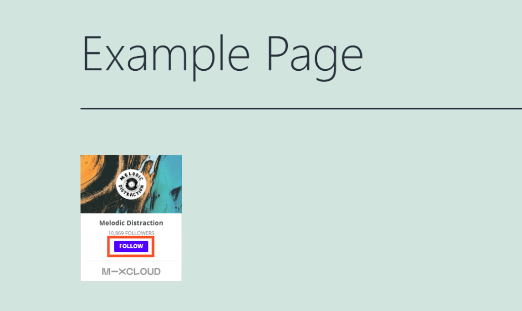 An embedded Mixcloud profile in WordPress.