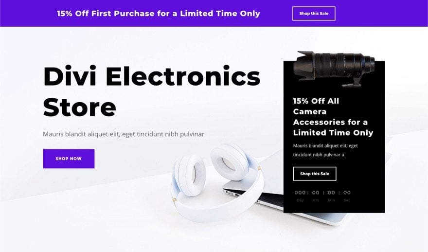 retarget landing page visit with announcement bar in divi