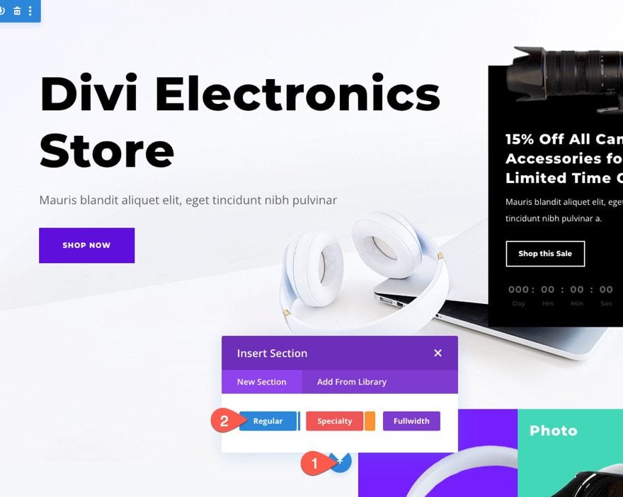 retarget landing page visit with announcement bar in divi