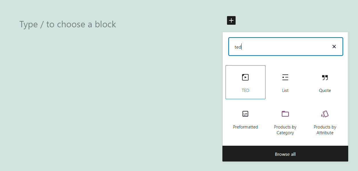 Adding a TED block in WordPress