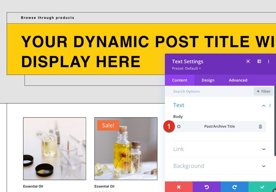 divi essential oils product category page template