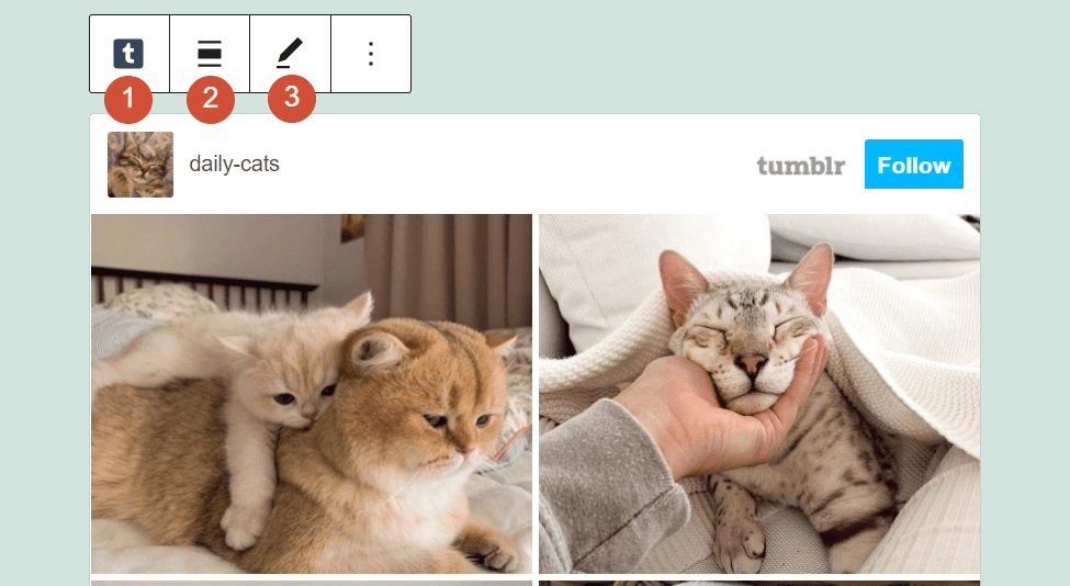 The Tumblr block's formatting menu