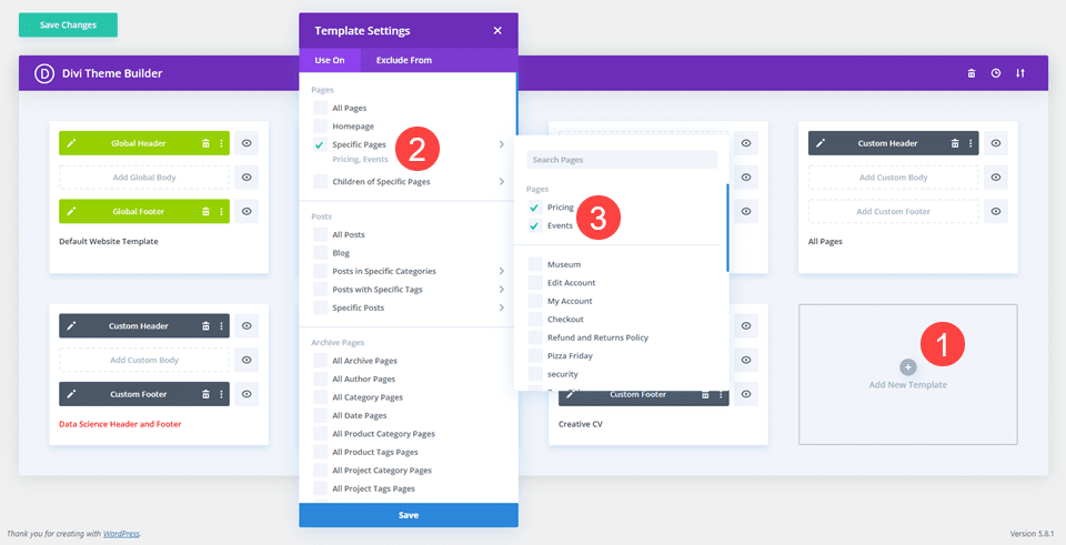 optin form for specific pages