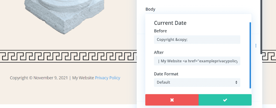 Add Website Information in the After Field