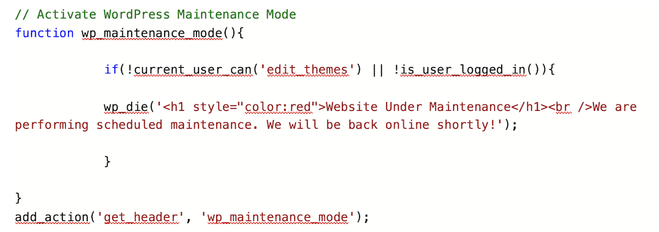 wordpress maintenance mode