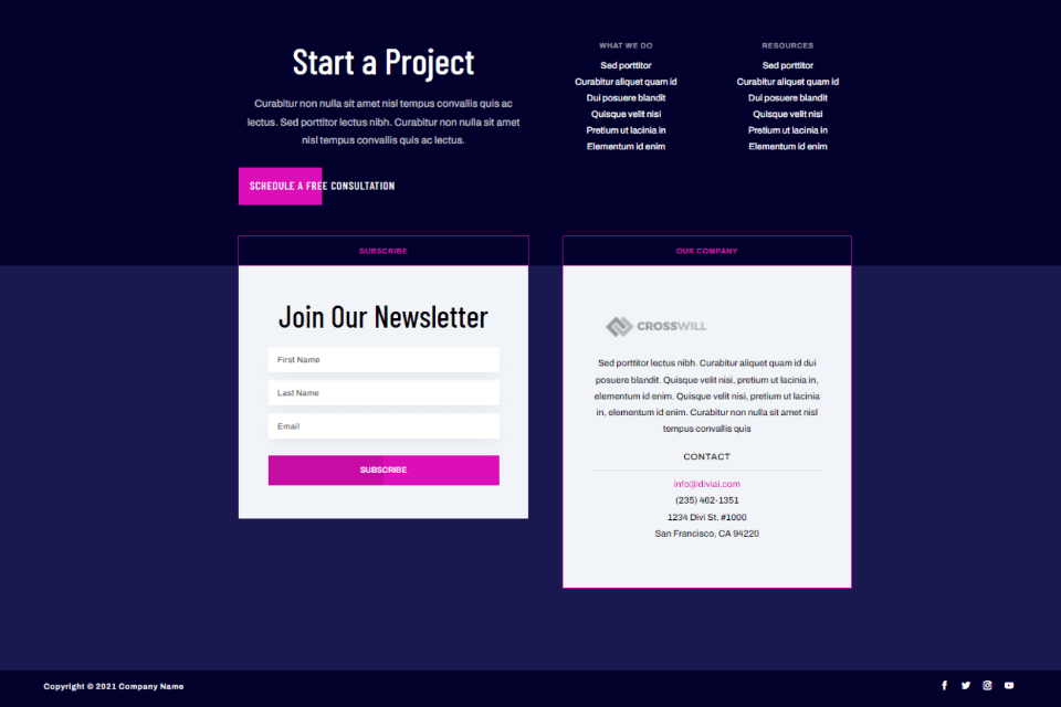Download a Divi Footer Template