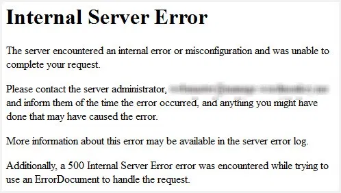 500 internal server error