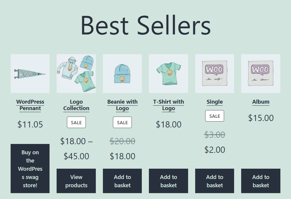 The best selling products WooCommerce block