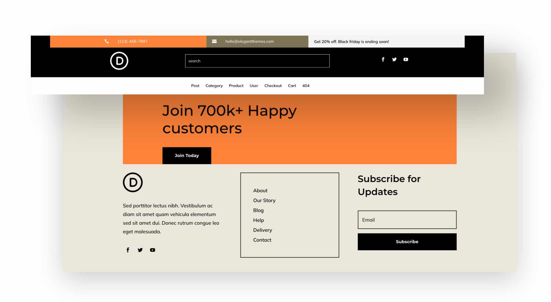 divi black friday header footer pack