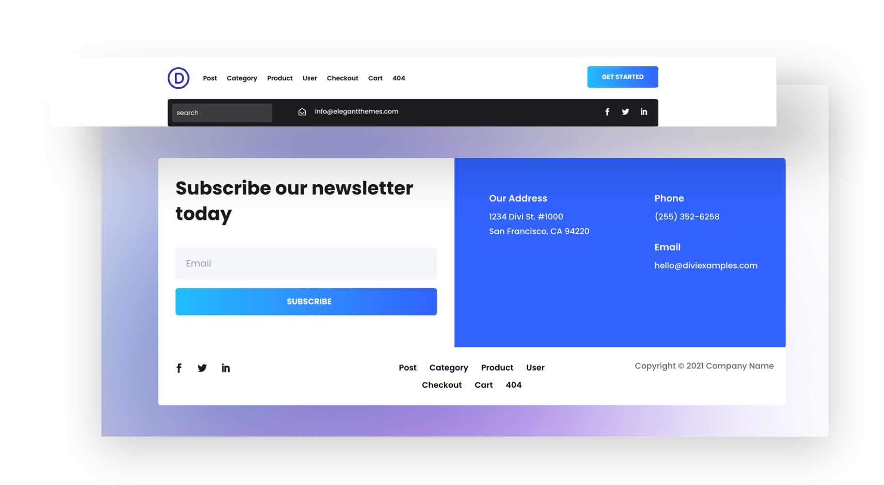 divi black friday header footer pack