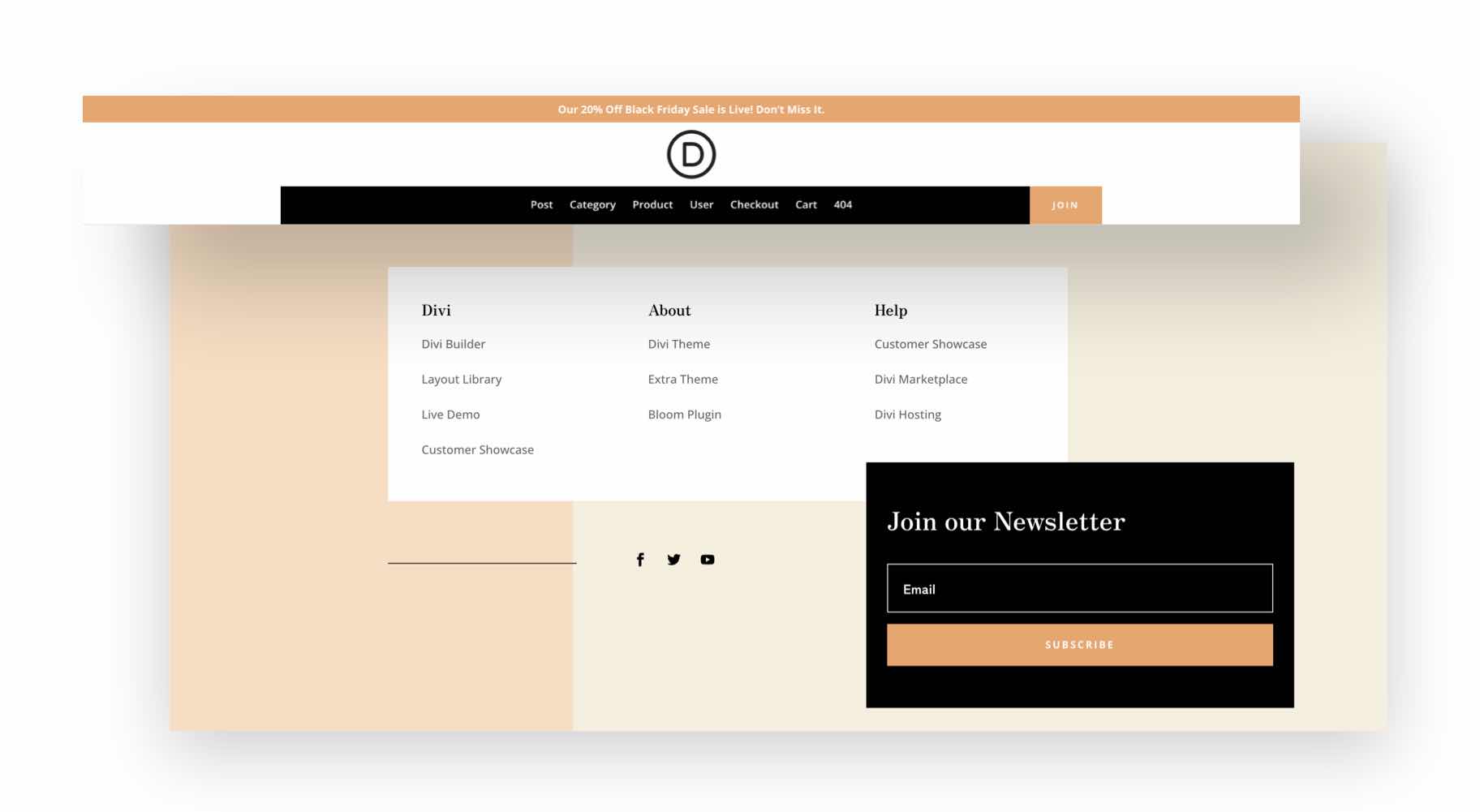 divi black friday header footer pack