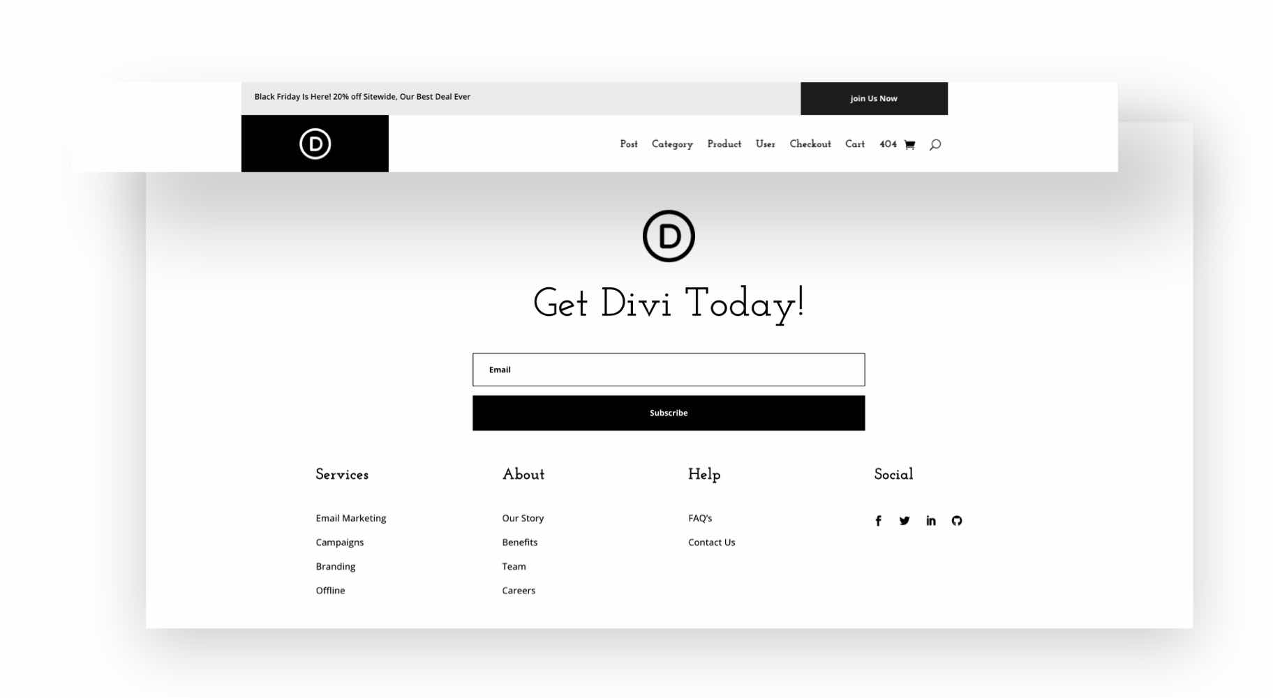 divi black friday header footer pack