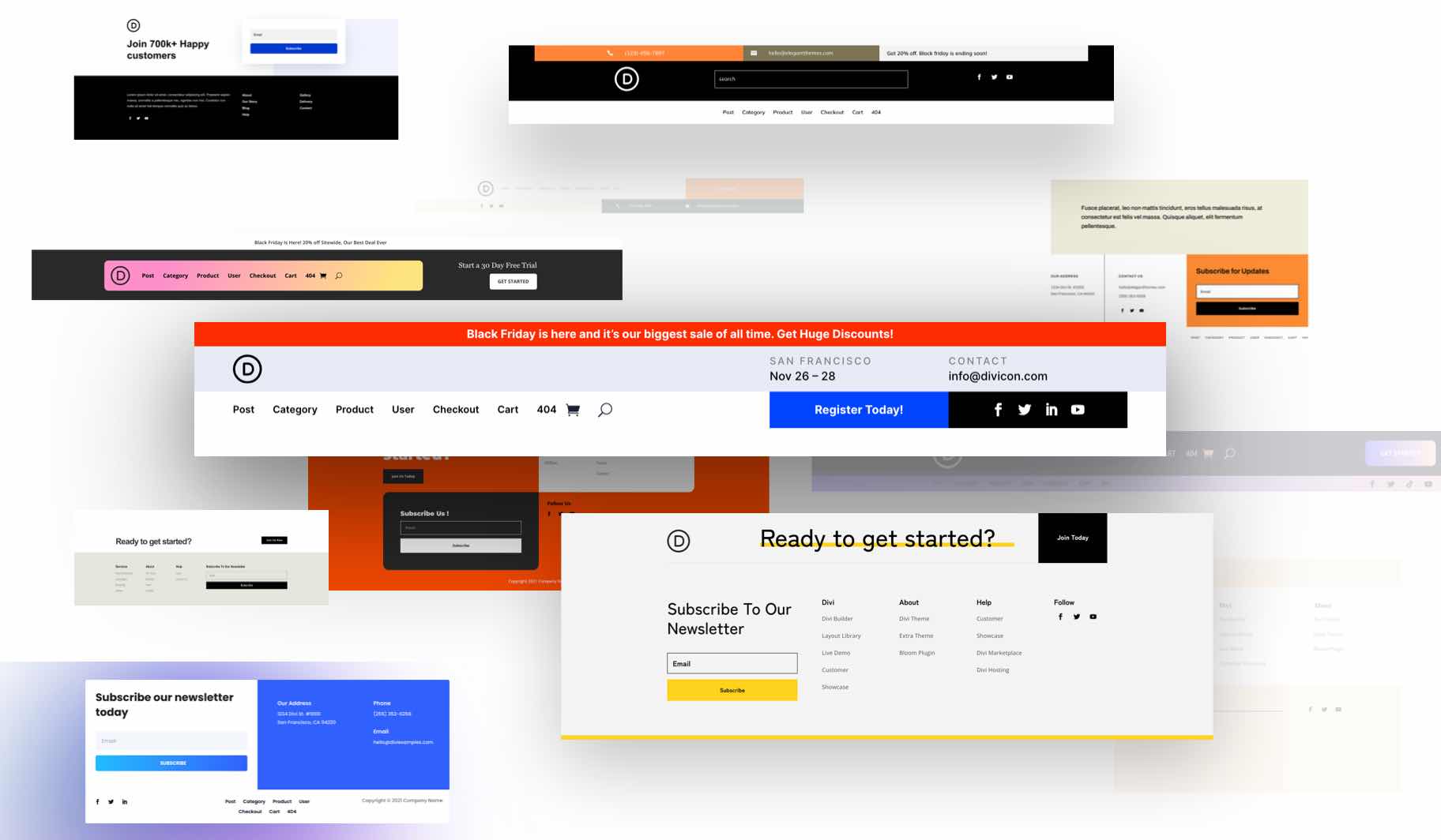 divi black friday header footer pack