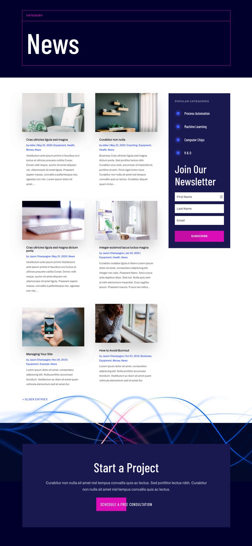 divi artificial intelligence category page template