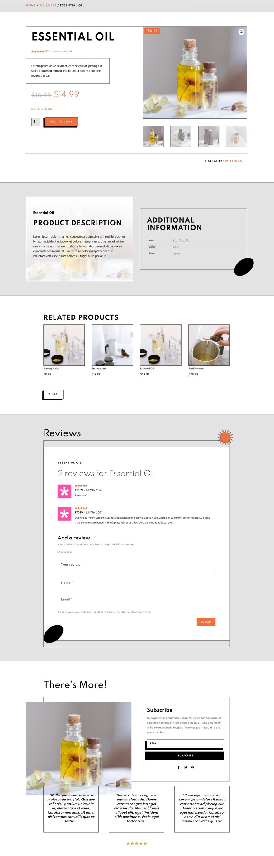 Product Page template for Divi's Essential Oils Layout Pack