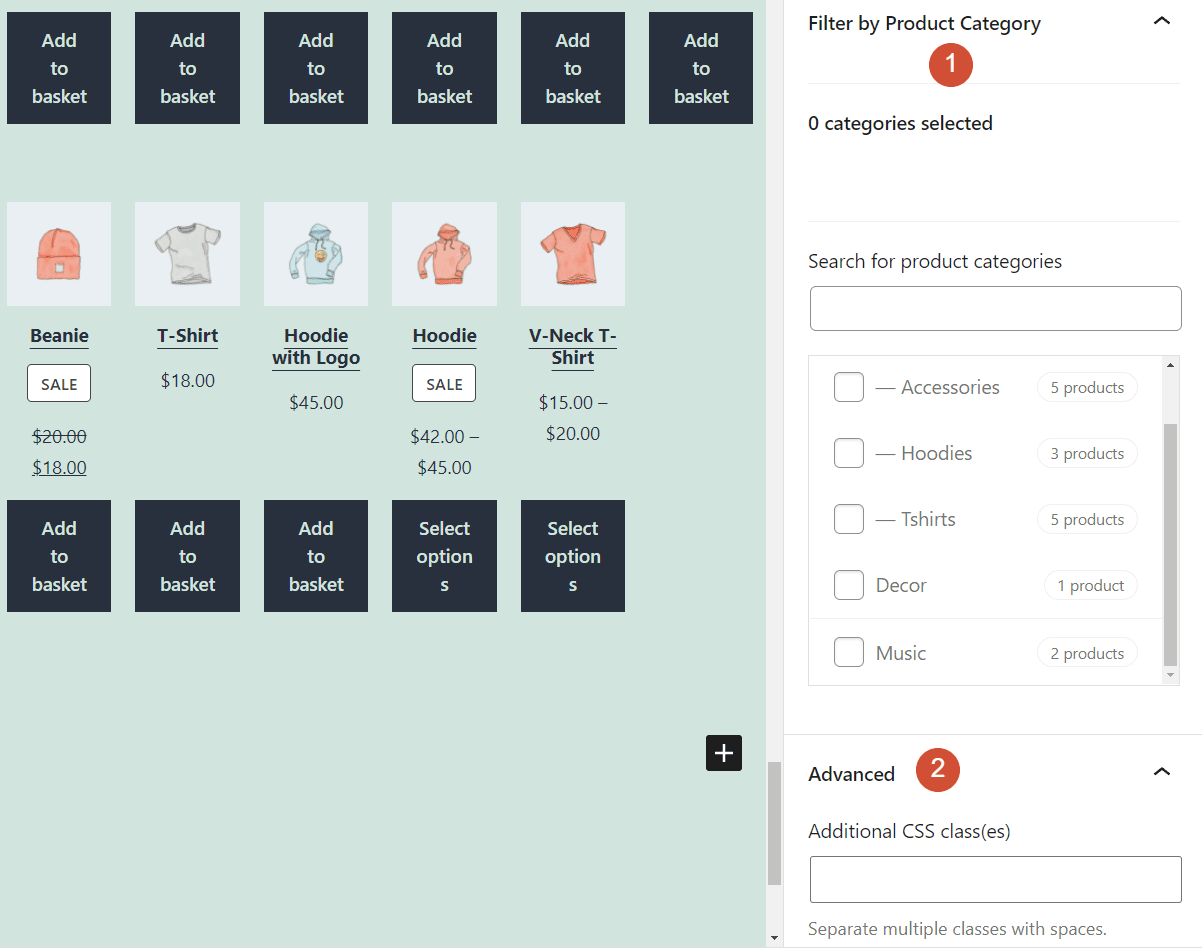 Filtering products by categories