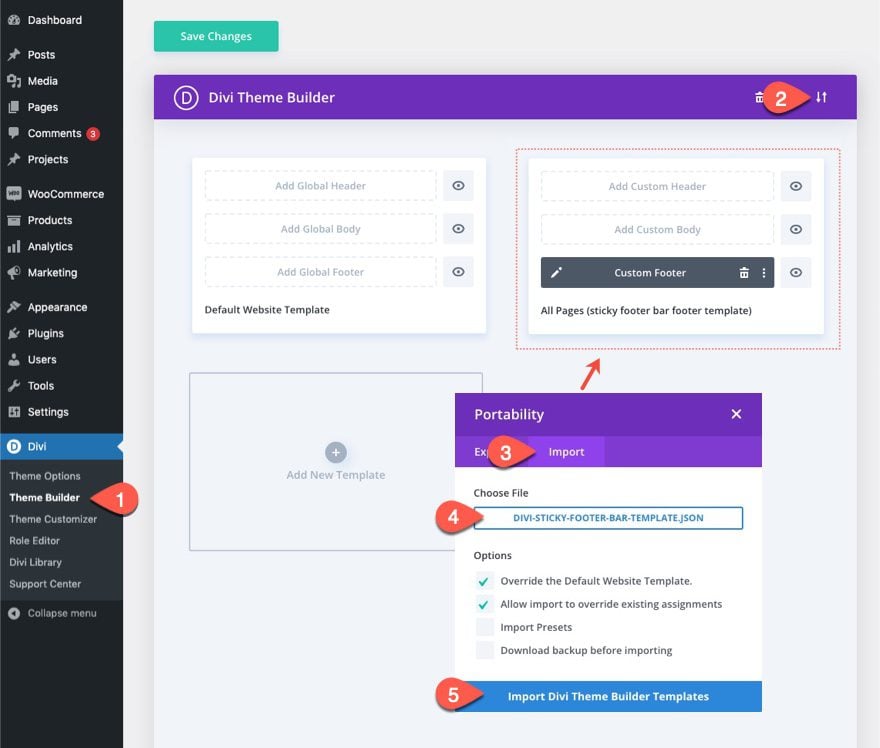 divi mobile sticky footer bars