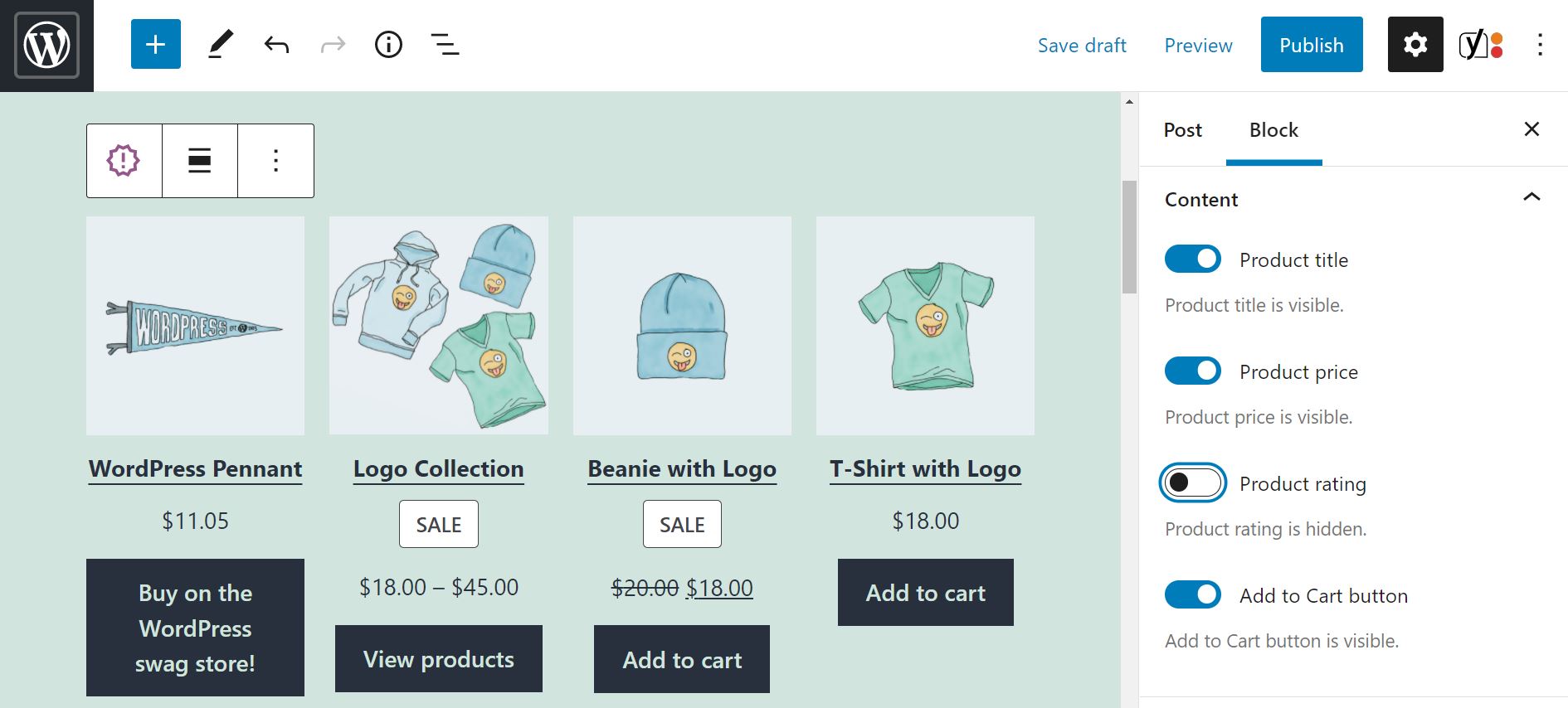 The content settings for the Newest Products WooCommerce block