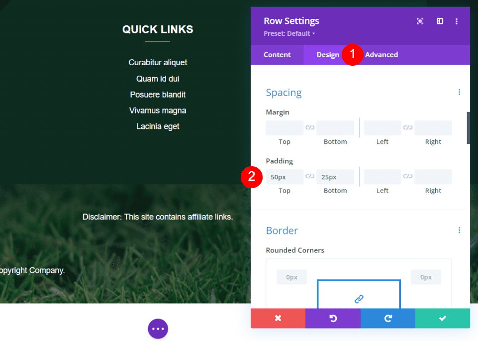 Add an Animated Disclaimer to the Divi Footer