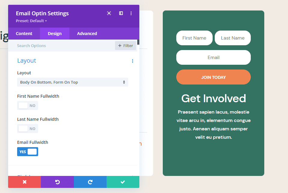 Alternate Form Layout and Field Options