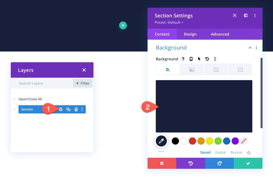 checkout process navigation menu in Divi