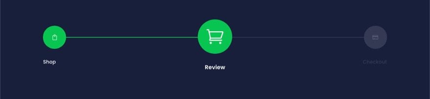 checkout process navigation menu in Divi