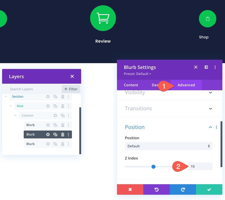 checkout process navigation menu in Divi