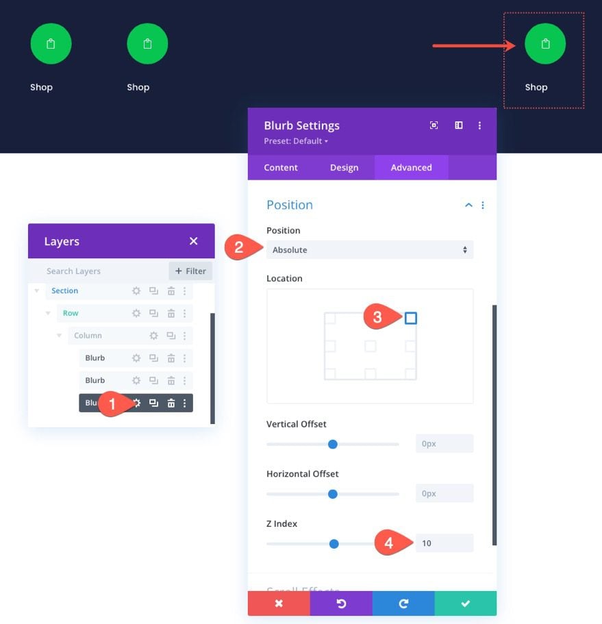 checkout process navigation menu in Divi