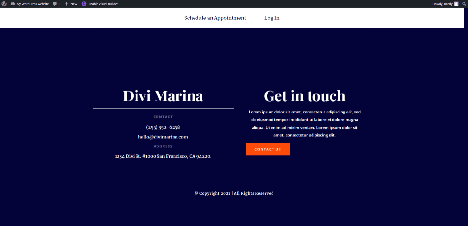 Fullscreen Divi Footer Settings