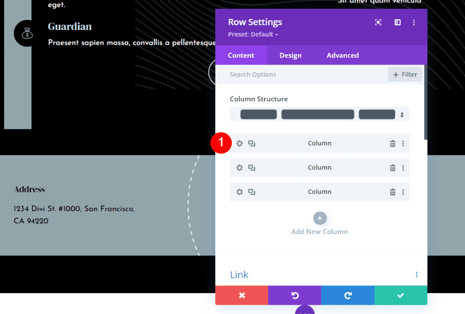 Sticky Divi Footer Column Settings