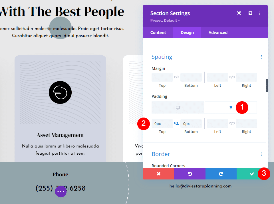 Sticky Divi Footer Section Settings