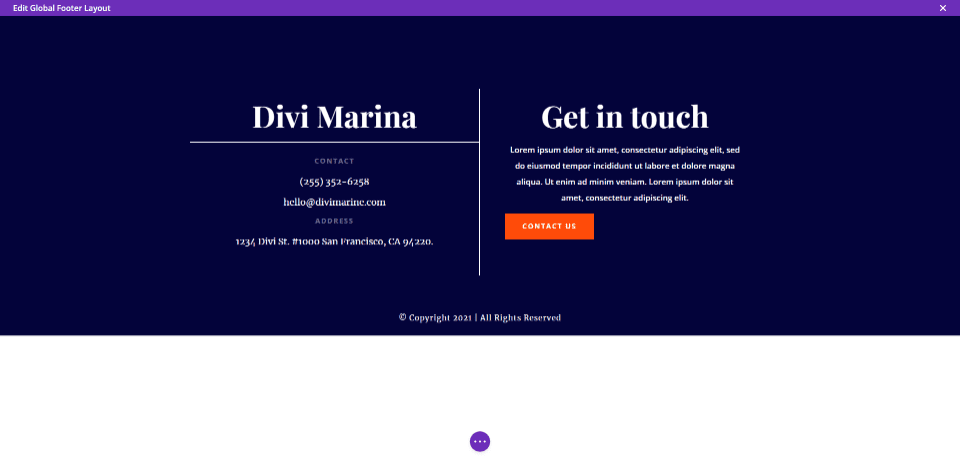 Upload Your Fullscreen Divi Footer Template