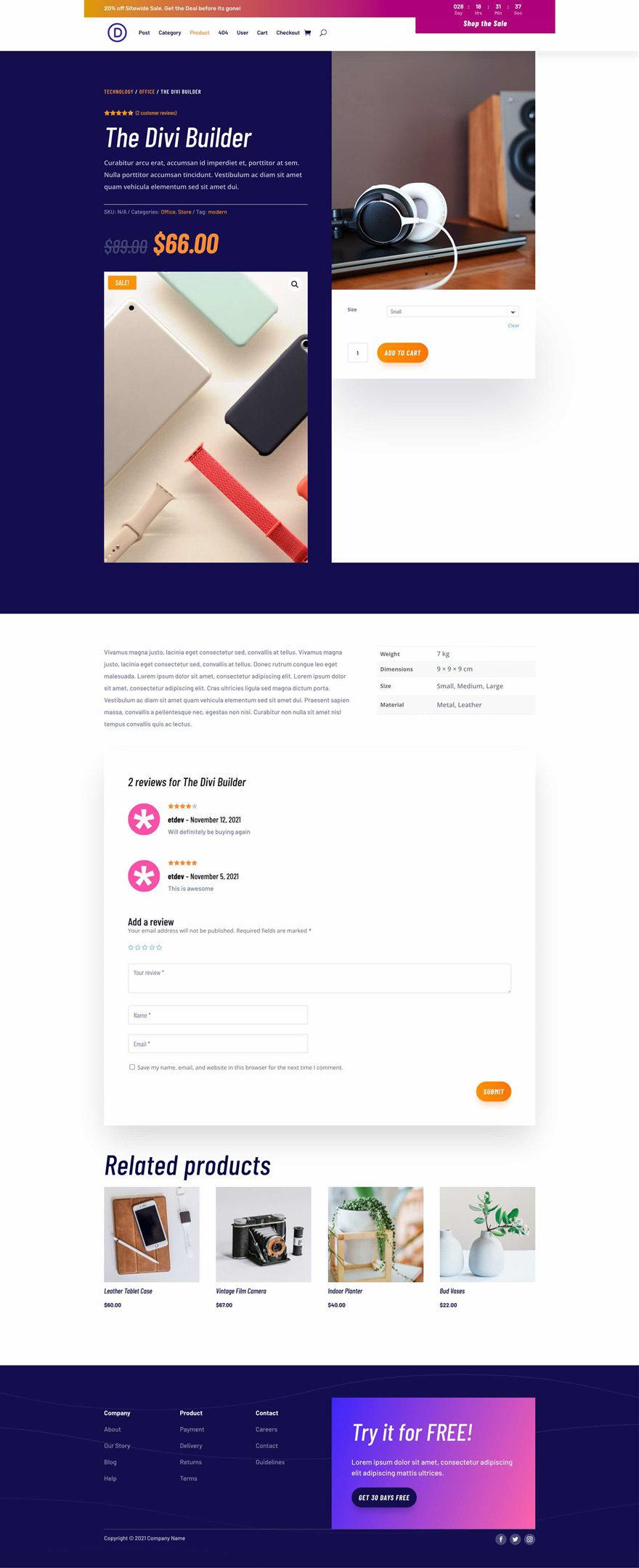 black friday 2021 product page templates pack