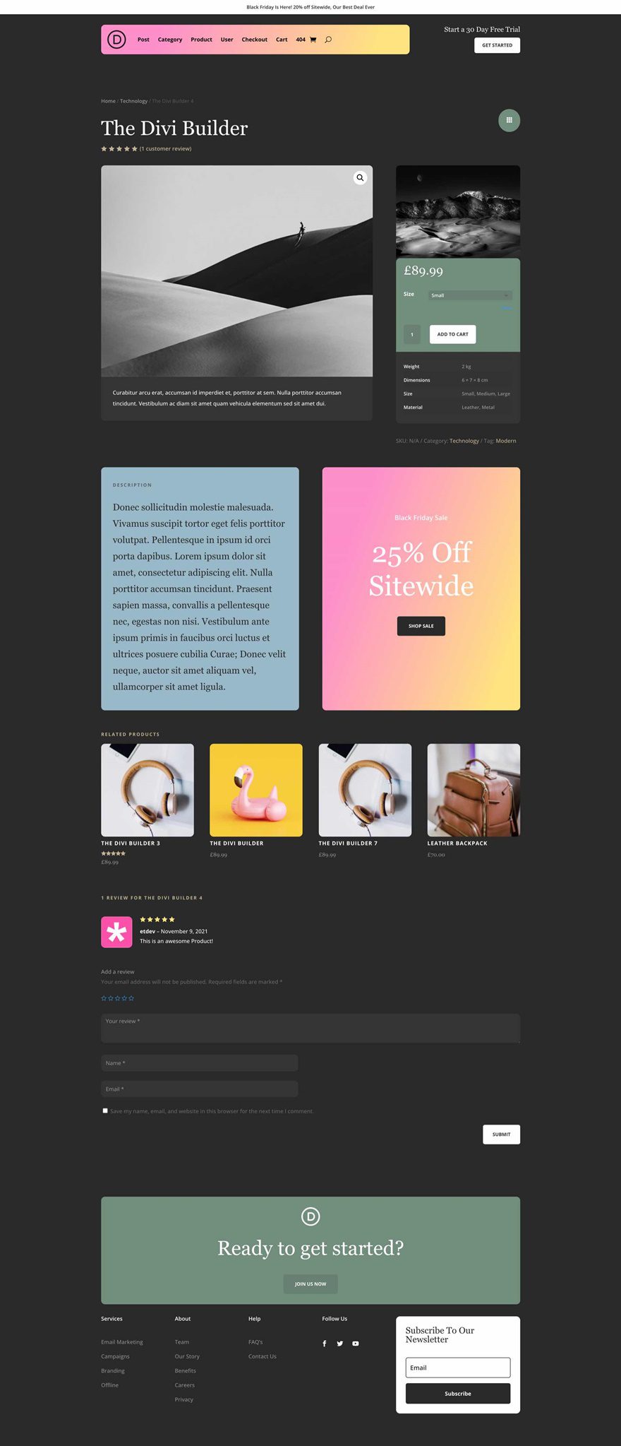 black friday 2021 product page templates pack