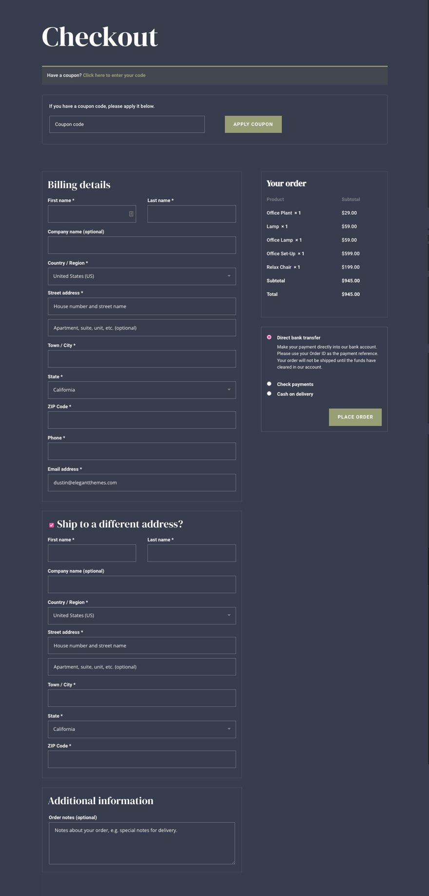 woocommerce checkout page template for Divi