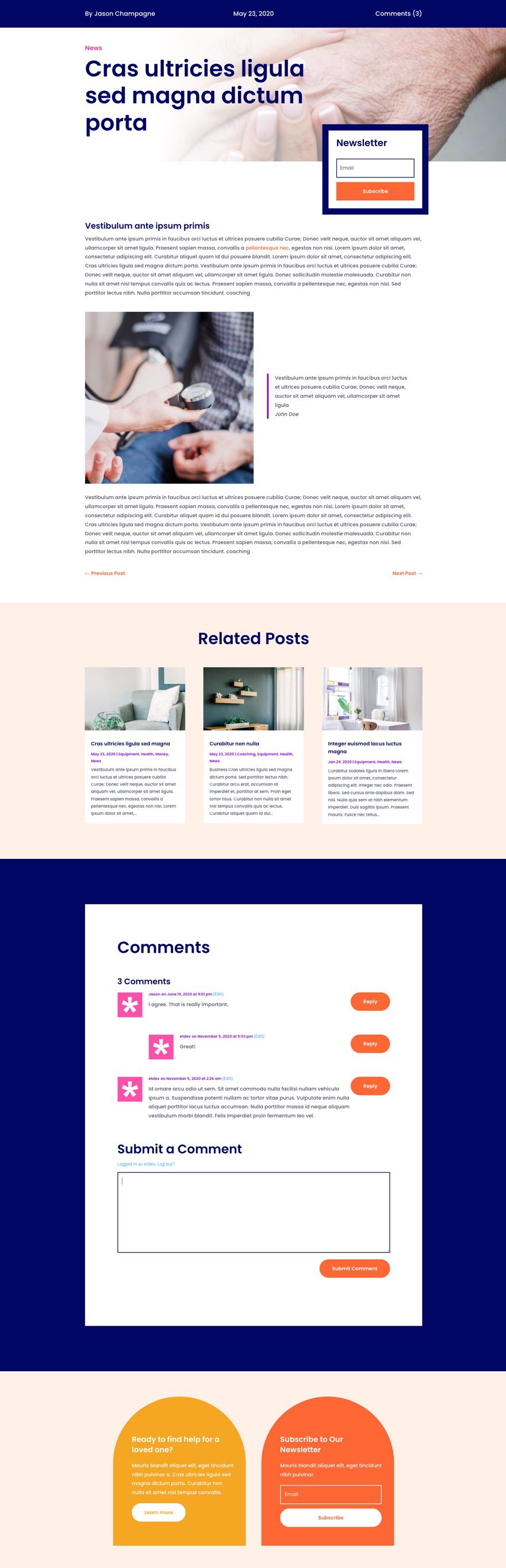 blog post template for Divi's Home Care Layout Pack