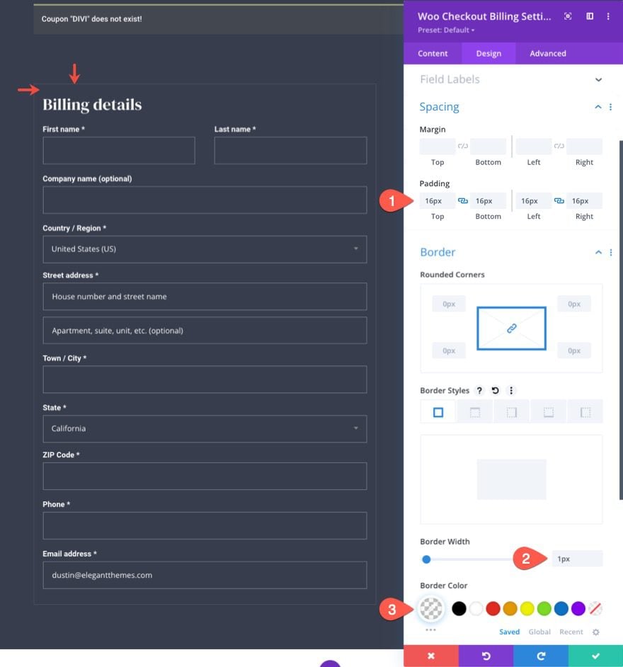 woocommerce checkout page template for Divi