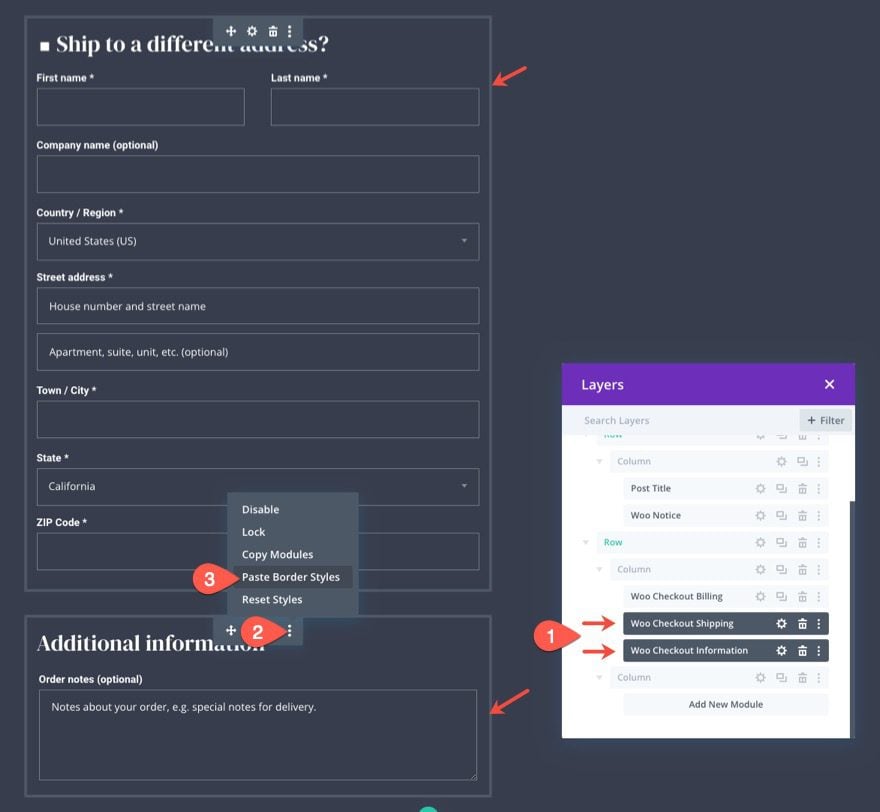 woocommerce checkout page template for Divi