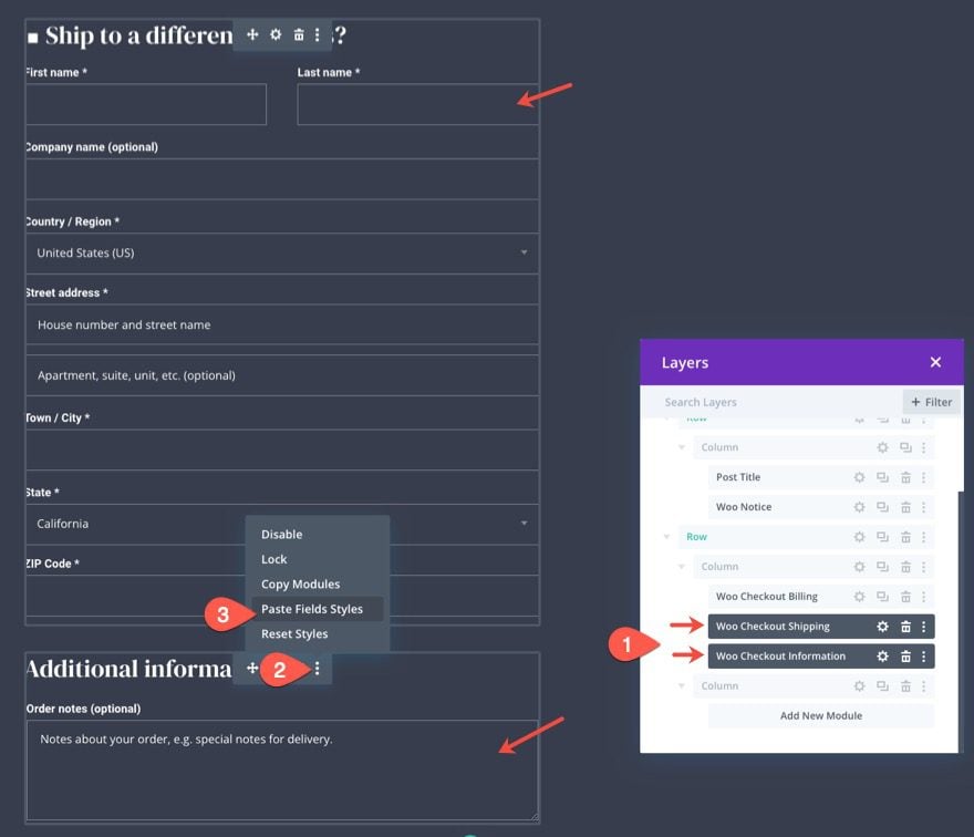 woocommerce checkout page template for Divi