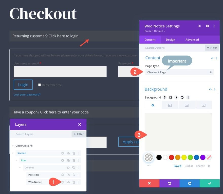 woocommerce checkout page template for Divi