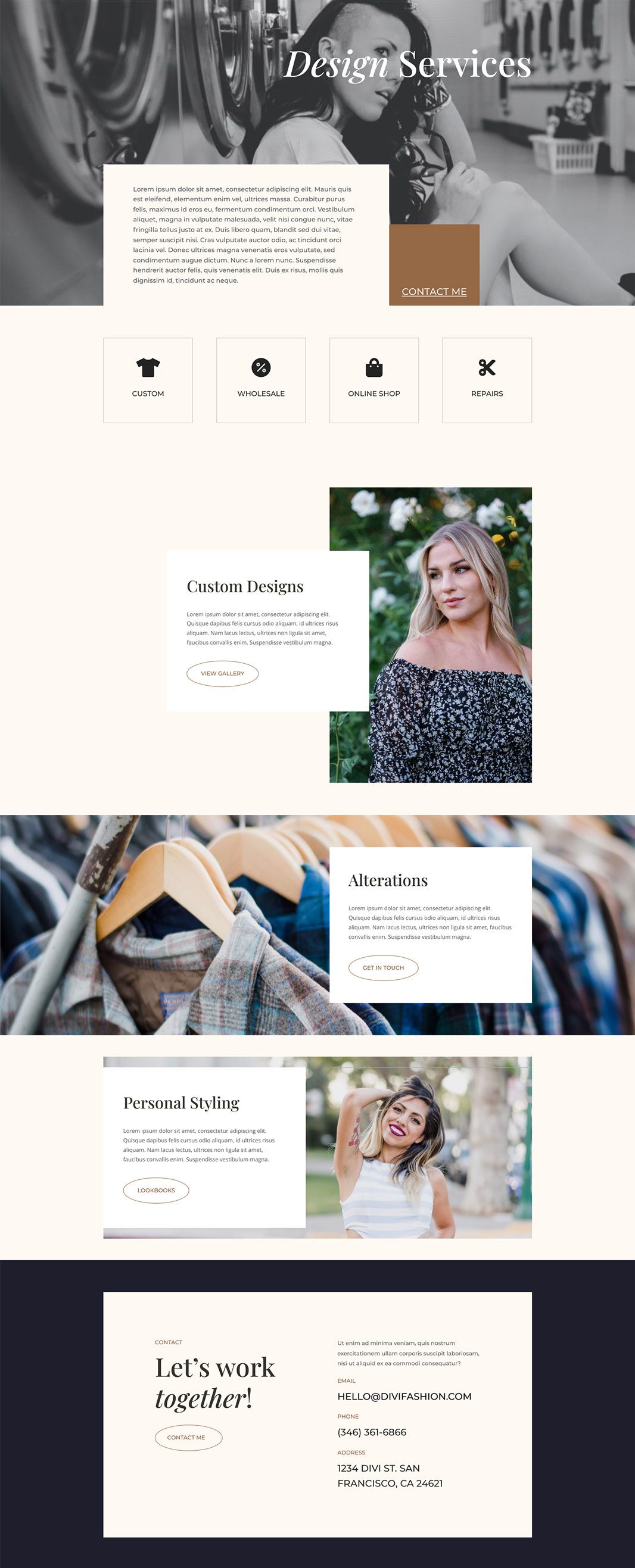 divi fashion designer layout pack