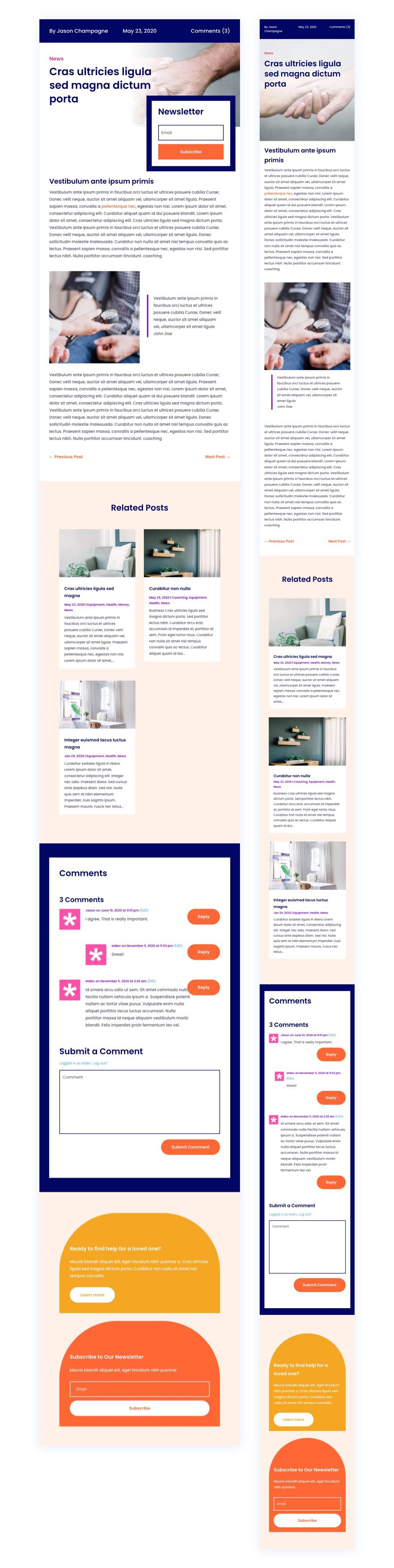 blog post template for Divi's Home Care Layout Pack