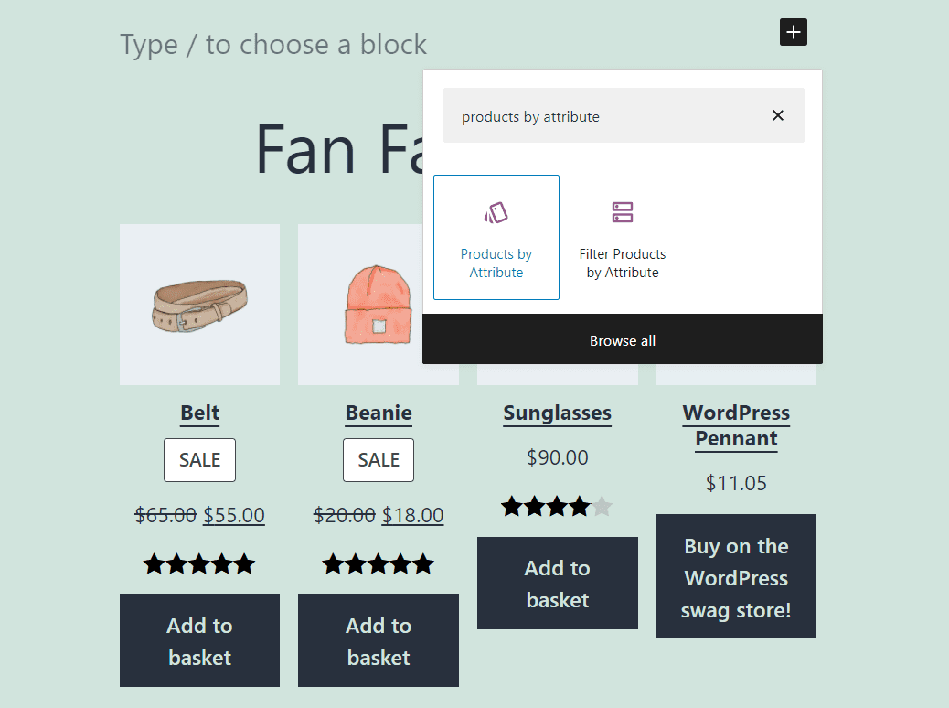 Adding a Products by Attribute block in WooCommerce