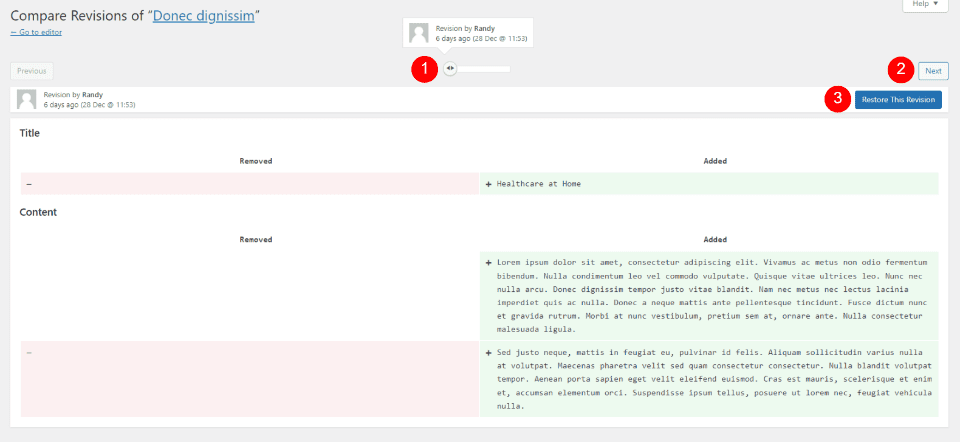 Restoring a Post Revision