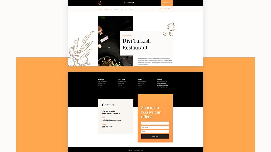 Download a FREE Header & Footer for Divi’s Middle Eastern Restaurant Layout Pack for Divi
