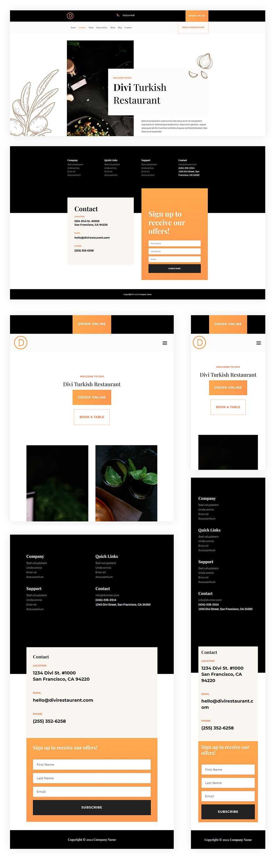 middle eastern restaurant header footer