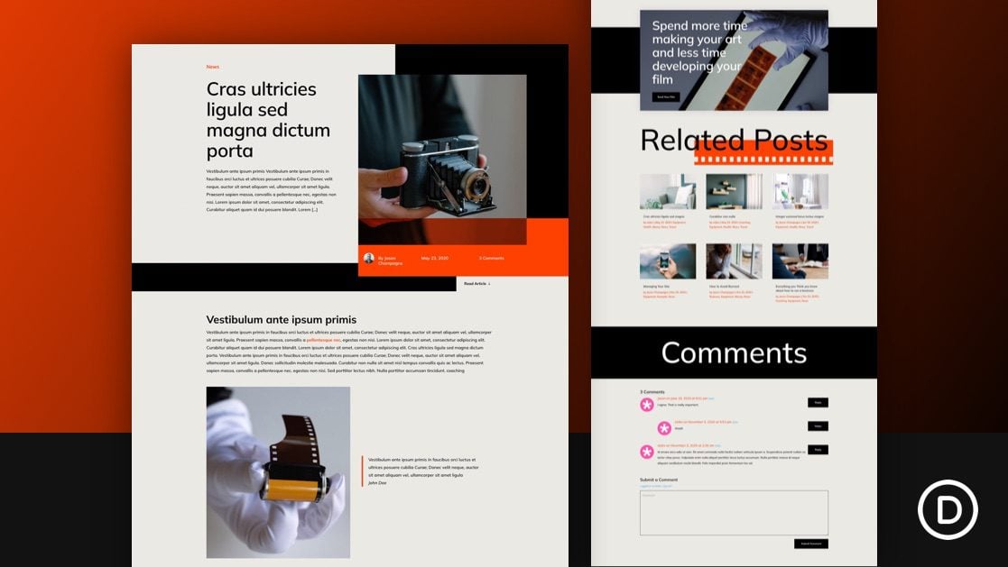 Download a FREE Blog Post Template for Divi’s Film Lab Layout Pack