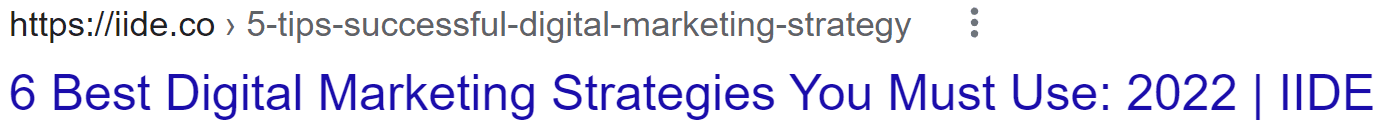 An example of a title in search results, 6 digital marketing strategies you must use